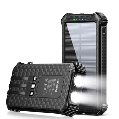 Caricatore solare portatile impermeabile 26800mAh della Banca di potere IPX5 con 3 cavi incorporati