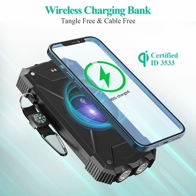 La Banca portatile senza fili di energia solare del caricatore 10000mAh di Qi per il telefono ed il computer portatile