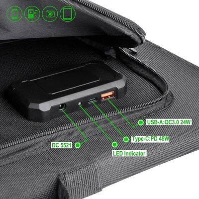 Pannello solare pieghevole portatile flessibile nero 100w per il caricatore/il campeggio del computer portatile all'aperto