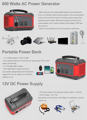 600W USB generatore solare a ricarica rapida Batteria portatile al litio Stazione elettrica AC DC